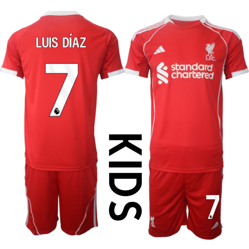 Youth 2025-2026 Season Club Liverpool home red #7 Soccer Jersey->youth soccer jersey->Youth Jersey